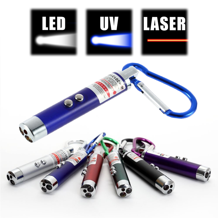 Picture of 3-in-1 Laser Pointer, LED UV and White LED Keychain Flashlight