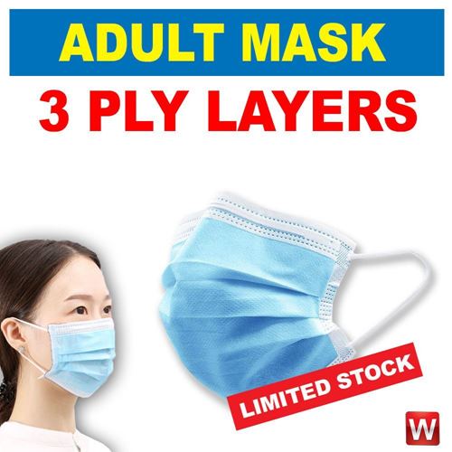 图片 50pcs 3 Ply Non-Surgical Adult Respiratory Mask