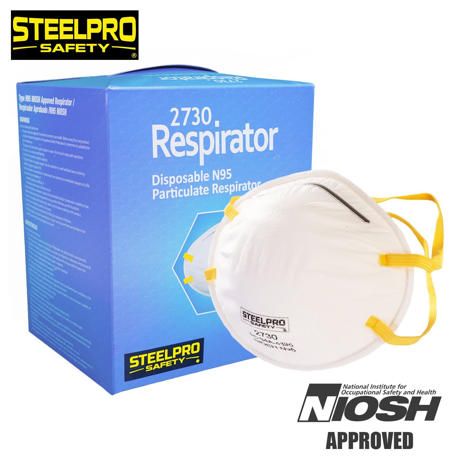 Picture of SteelPro 2730 N95 NIOSH Approved Medical Mask, 20 pieces